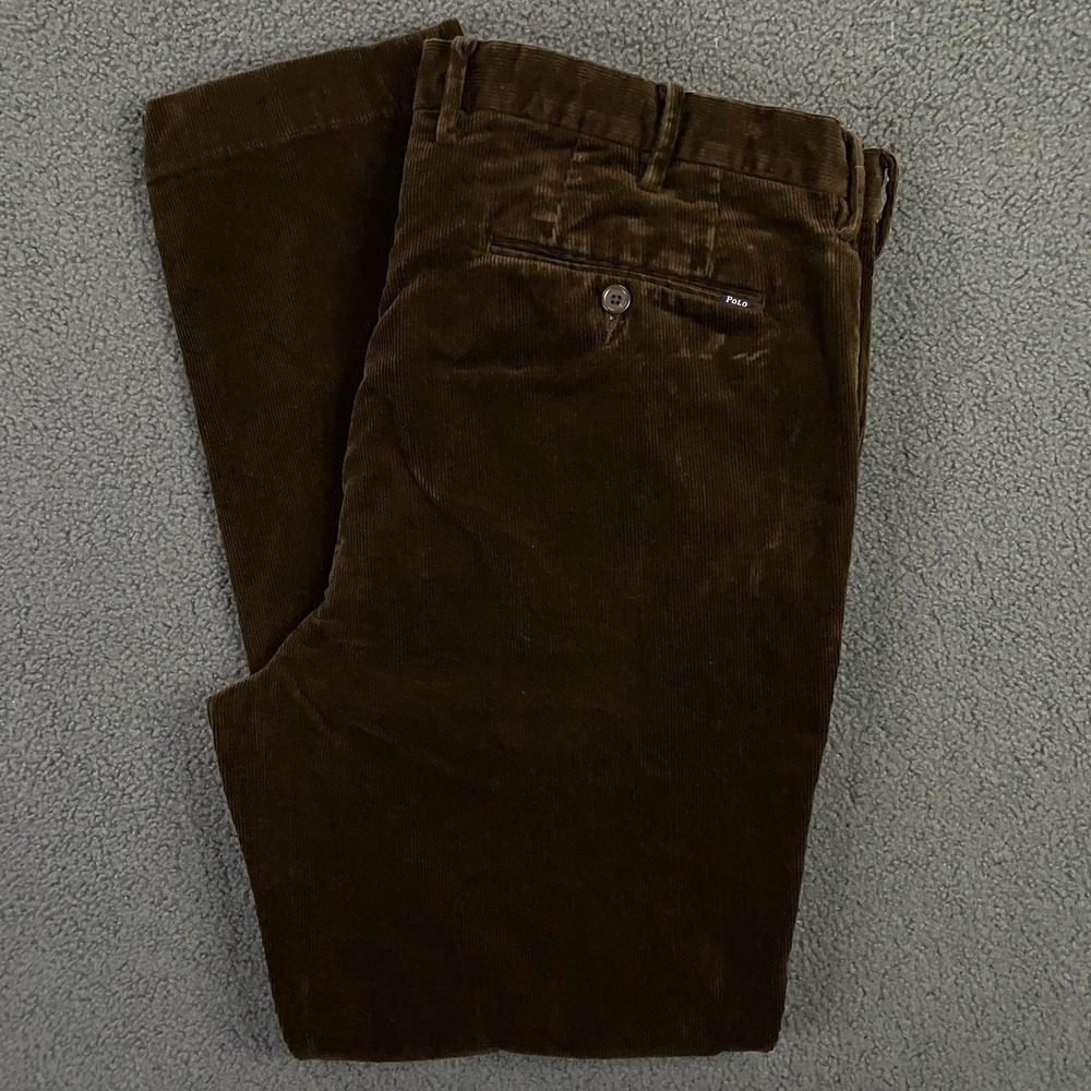 Polo Ralph Lauren Corduroy Pants FITS 38x31 Slim Fit Flat Front Chino Trouser